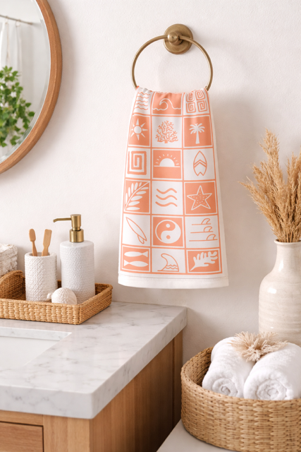 Beige Surf tea gym towel