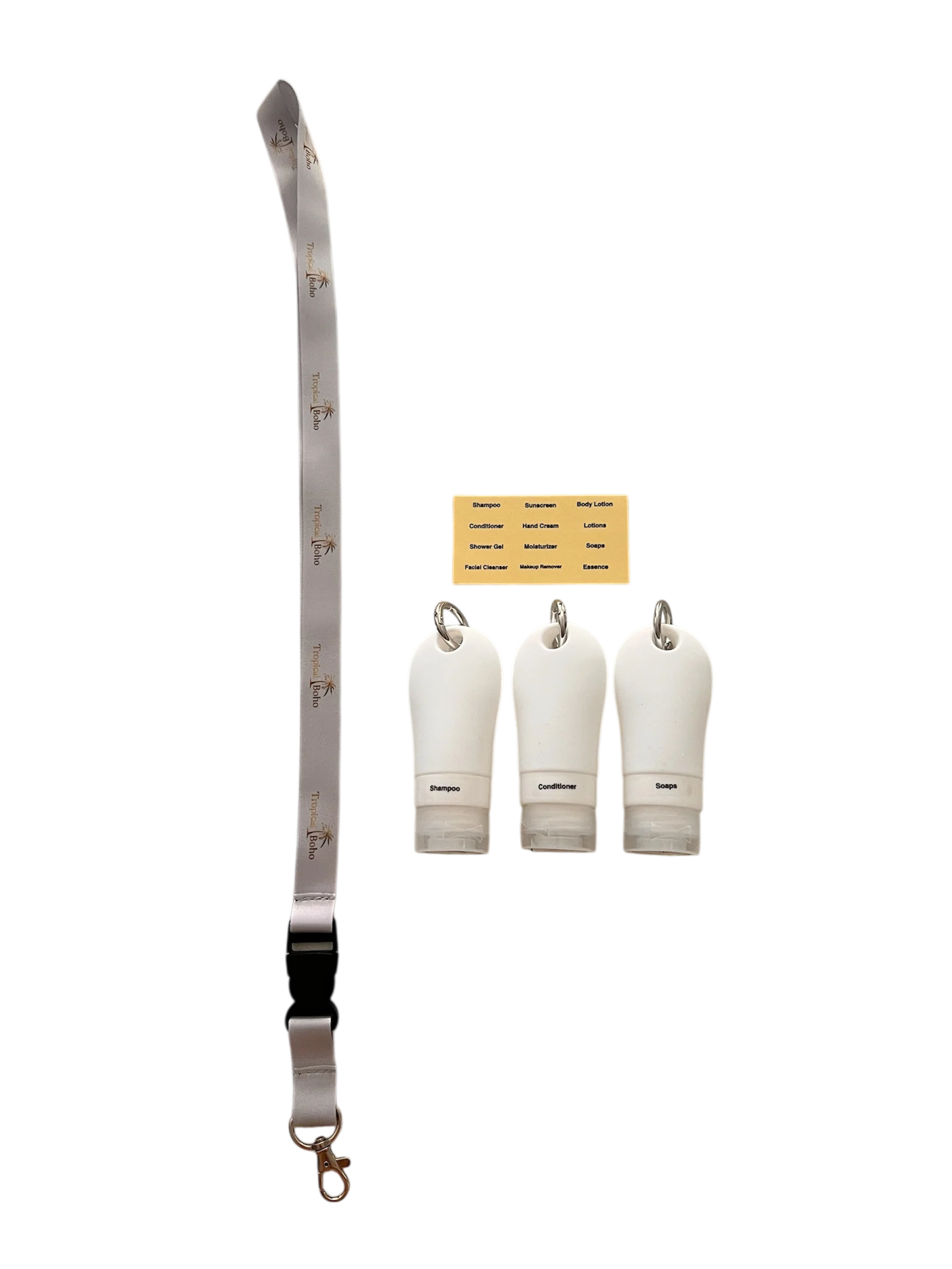 bottle & lanyard with labels